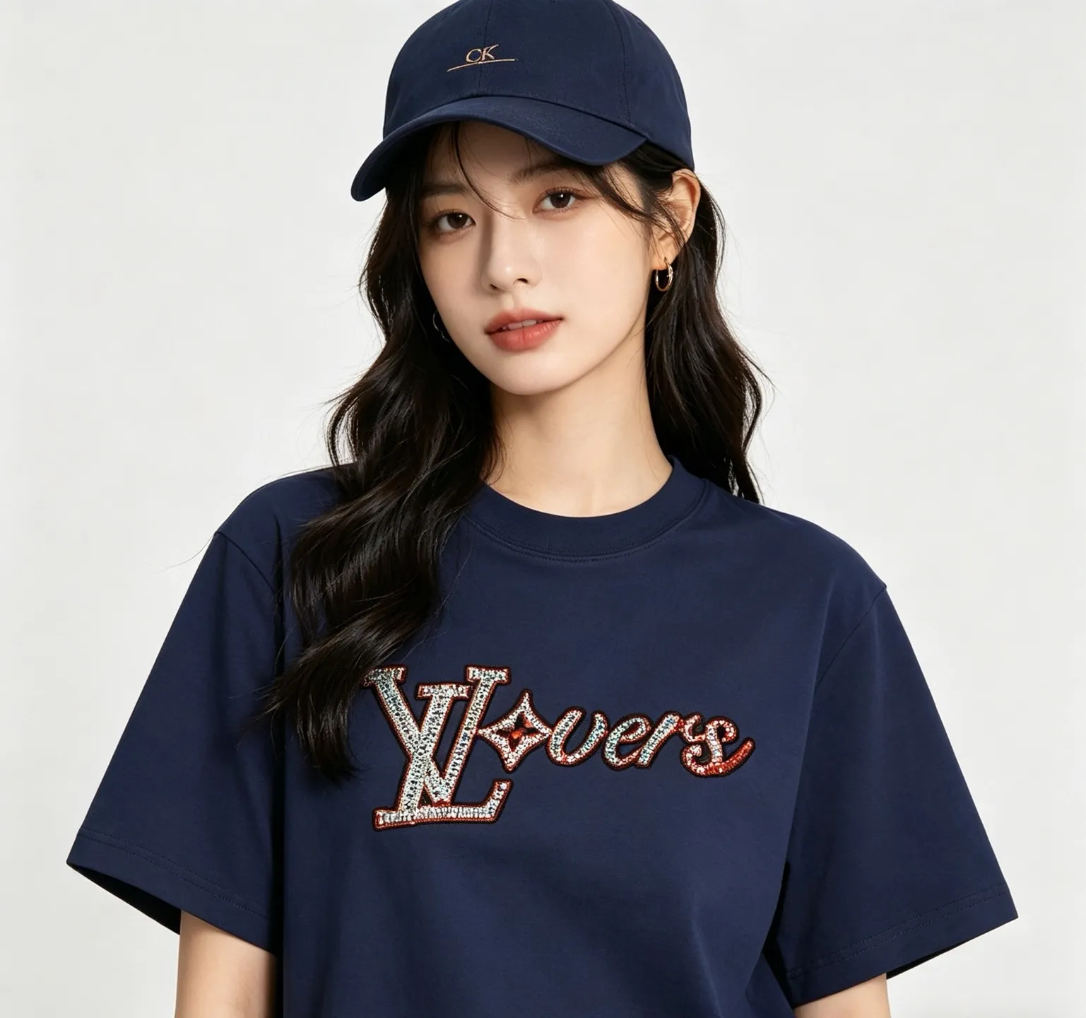 Louis Vuitton/Louis Vuitton beaded embroidered monogram short sleeves